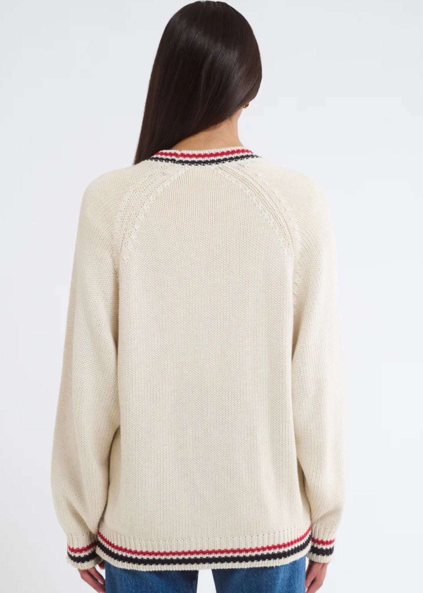 Scholar Cardigan-Cream Stripe