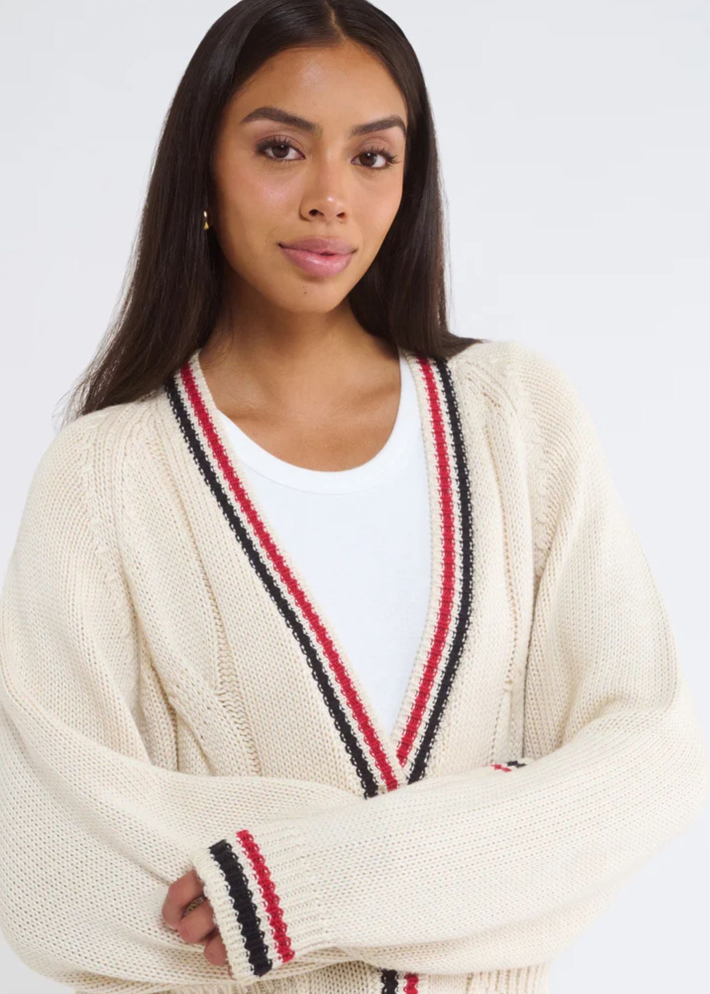 Scholar Cardigan-Cream Stripe