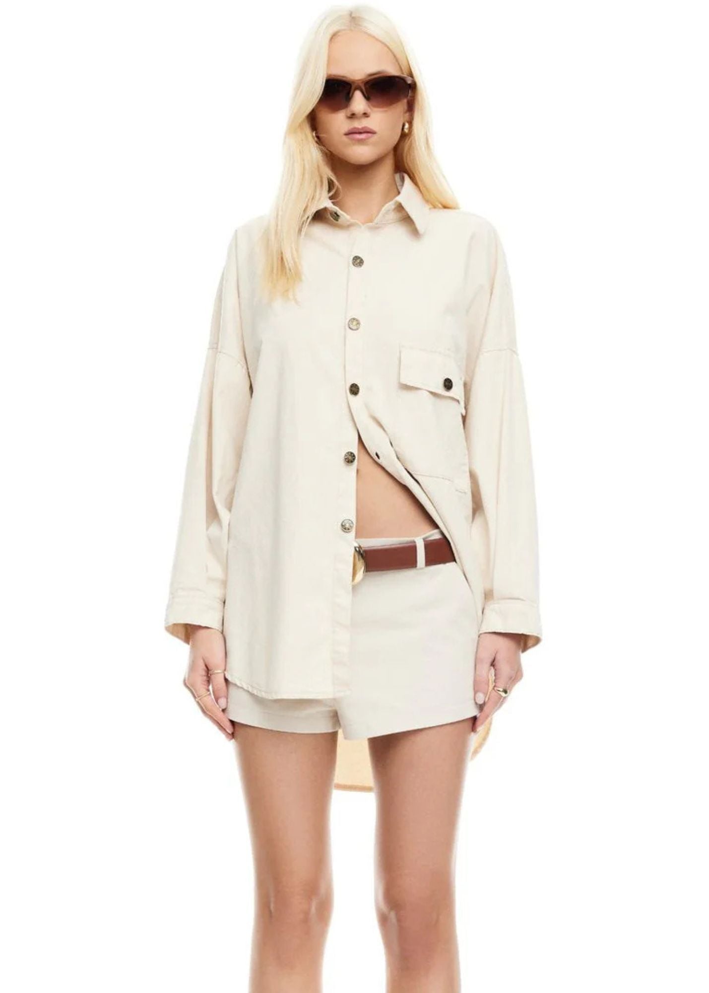 NYC Boyfriend Shirt-Light Beige