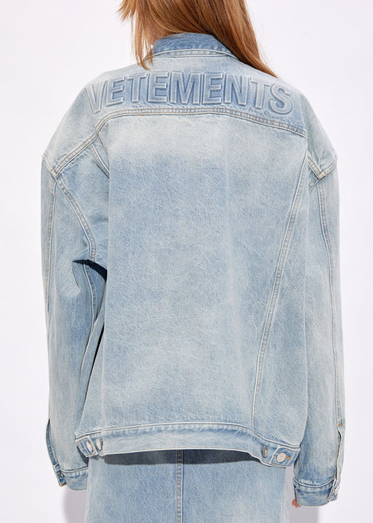 Logo Denim Jacket-Blue