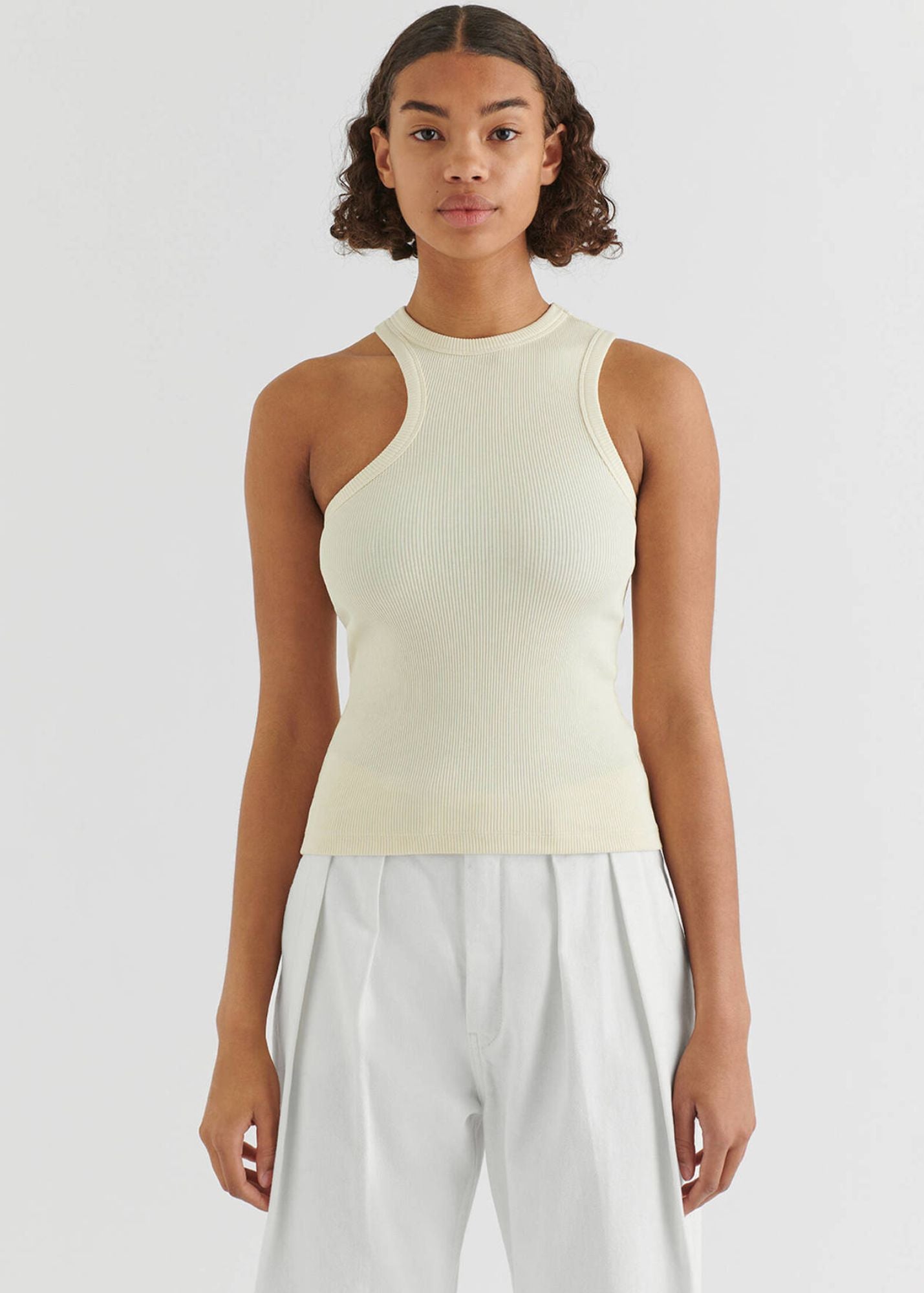 Scoop Tank Top-Pale Yellow