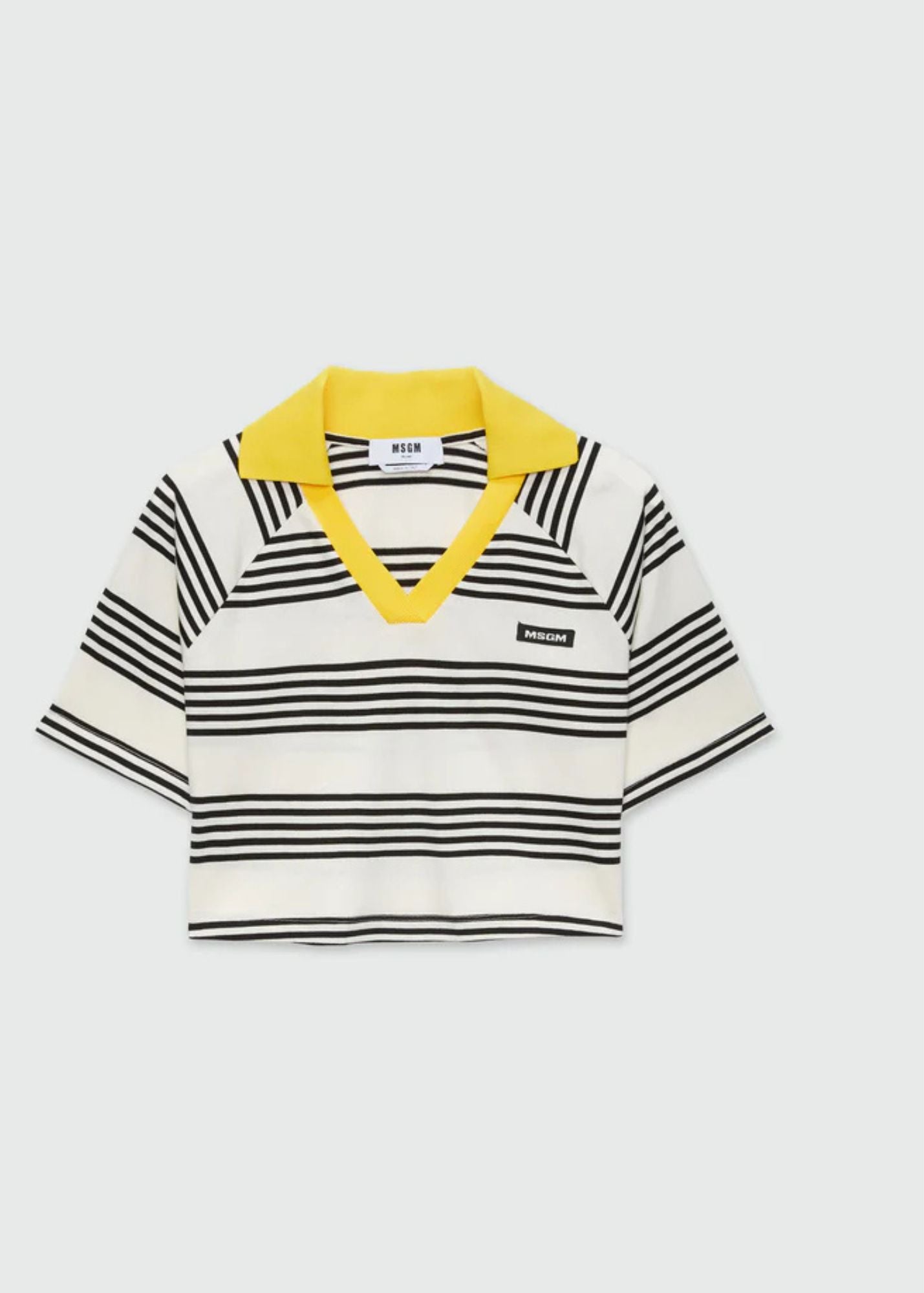 Striped Cropped T-Shirt-Offwhite