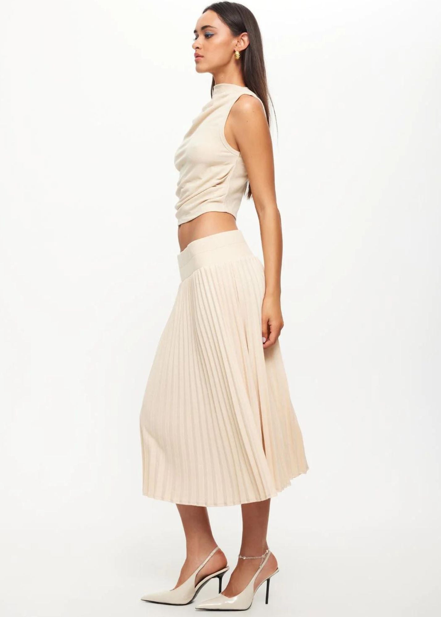 Sydney Pleat Oatmeal Skirt