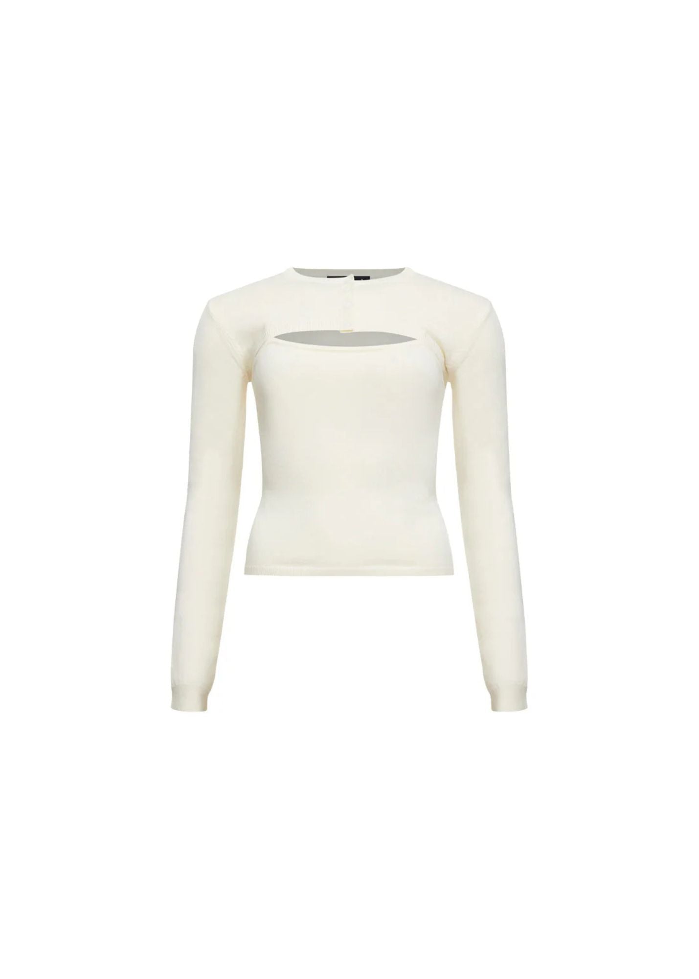 Trois Long Sleeve Top-Ivory