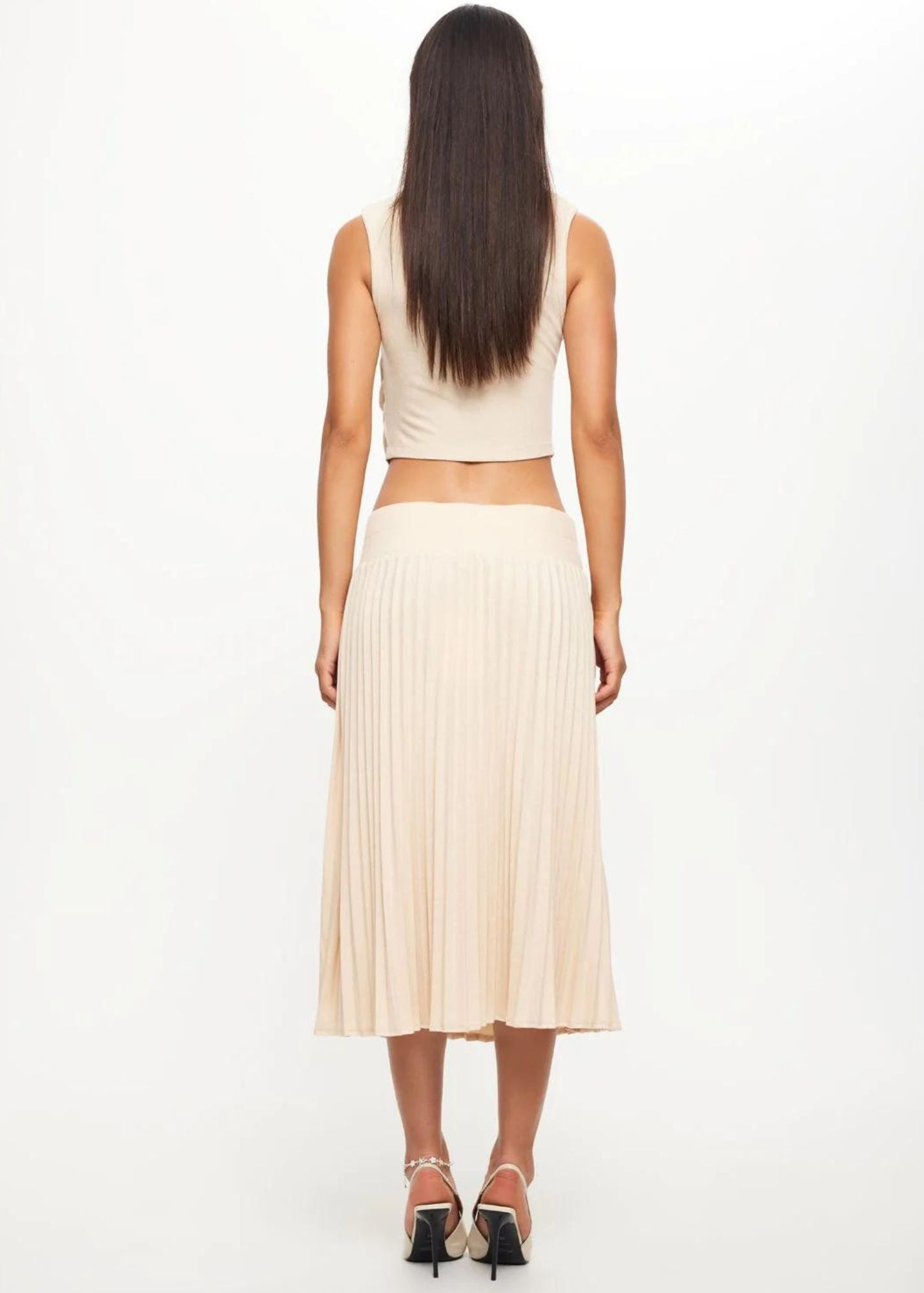 Sydney Pleat Oatmeal Skirt