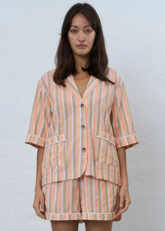 Short sleeved pyjamas shirt-Sunshine Orange