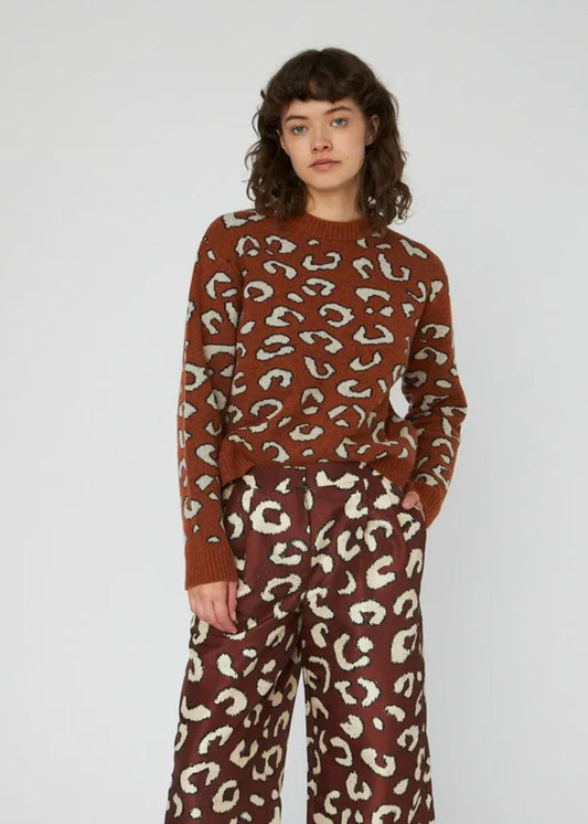 Animal Jacquard Sweater - Burned Orange