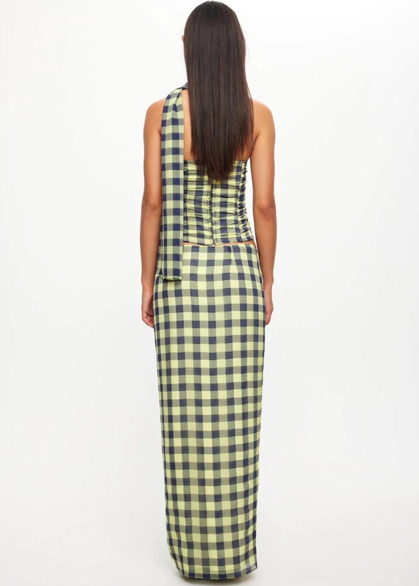 Mariah Maxi Navy Check Skirt