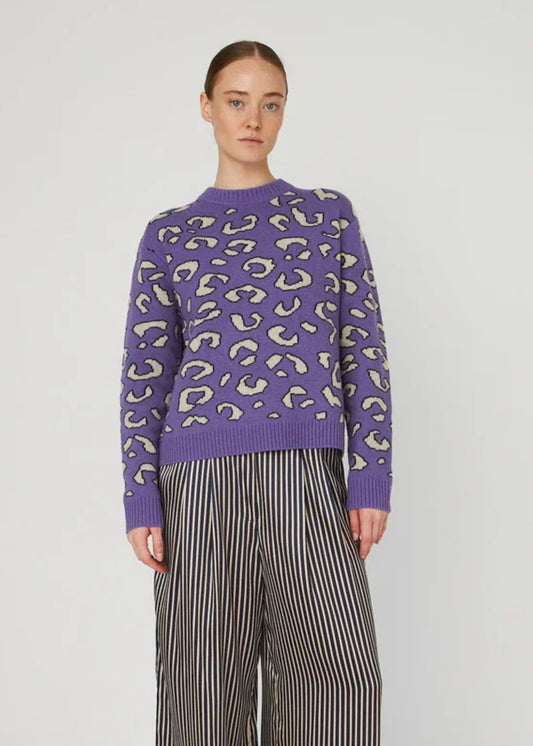 Animal Jacquard Sweater -Monster Purple
