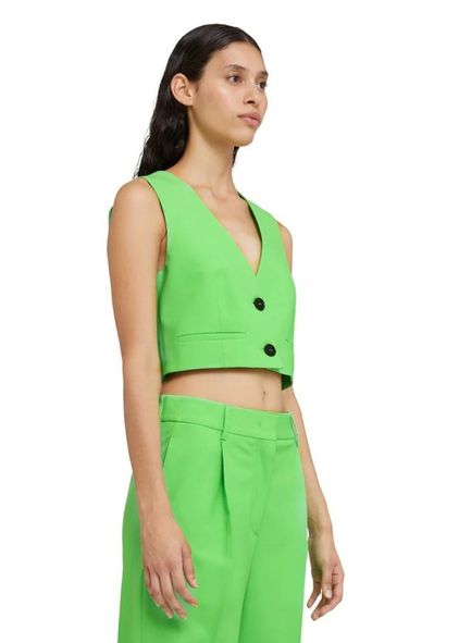 Wool Crop Vest - Green